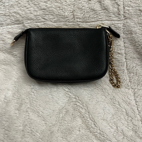 Coach zippered pouch with leather wristlet strap. Good used condition. Black. - Picture 3 of 4